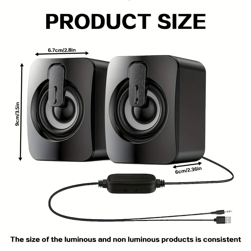 LED Hi-Fi Stereo USB Speakers with Microphone for Desktop