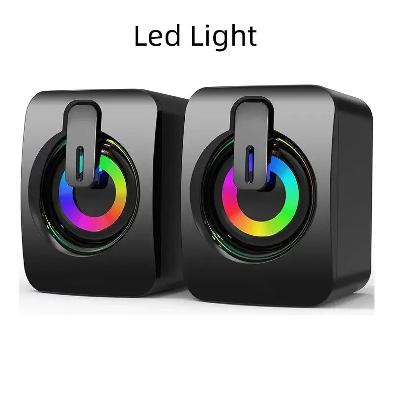 LED Hi-Fi Stereo USB Speakers with Microphone for Desktop